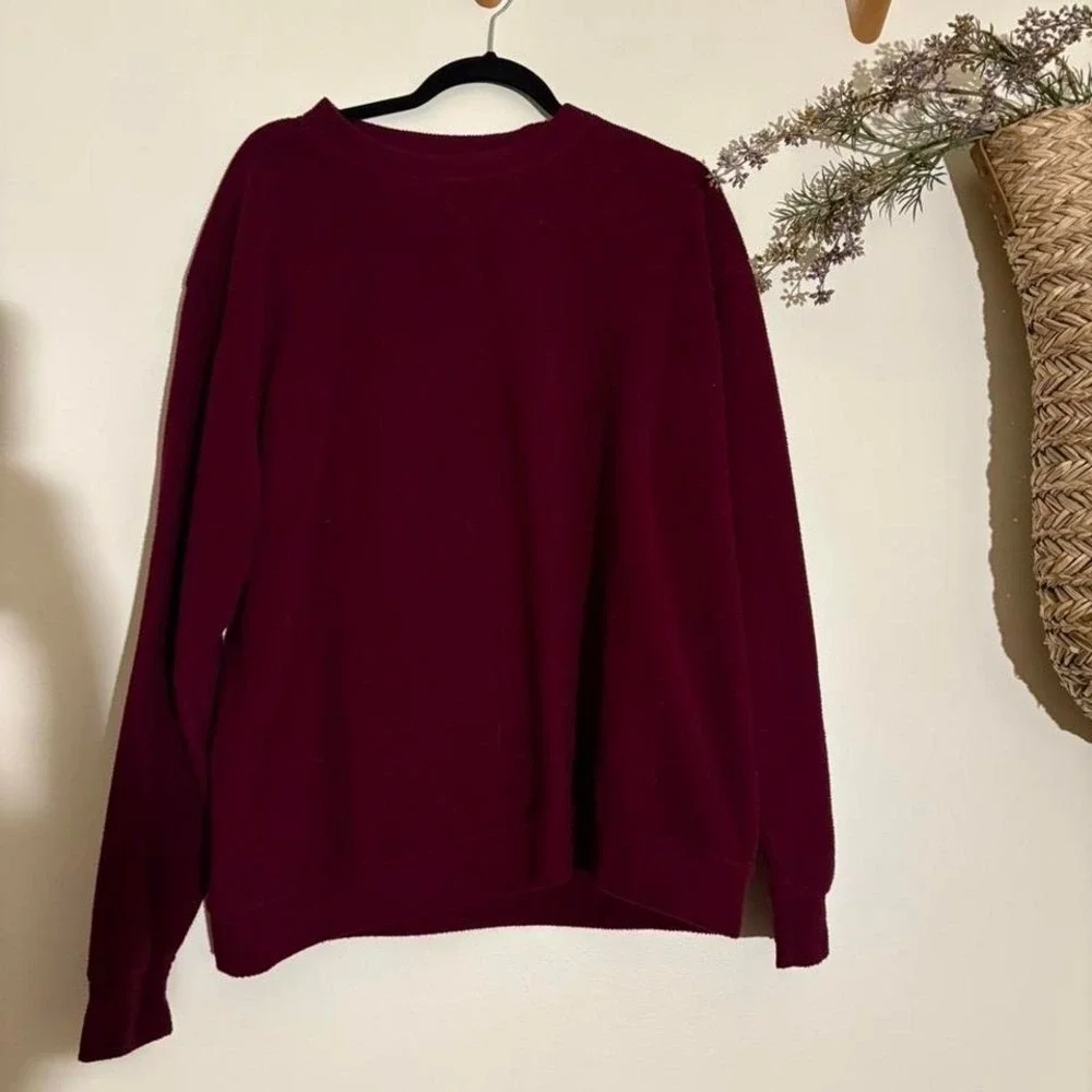 Vintage Y2K L.L. Bean Men's Fleece Pullover Men's Burgundy Crewneck Large